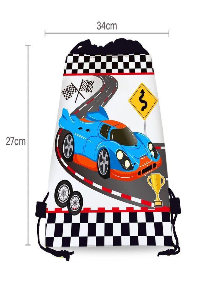 CC HOME 12 Pack Race Car Theme Drawstring Bags - 10.6'' x 13.4'' Gift Candy Treat Favor Bags for Kids Girls Boys Birthday Party, Racing Theme Baby Decorations - Image 2